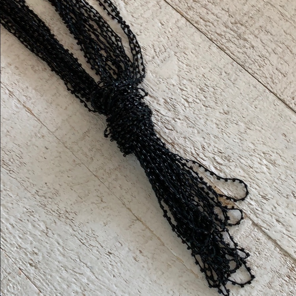 NWOT Black Beaded Knot Necklace